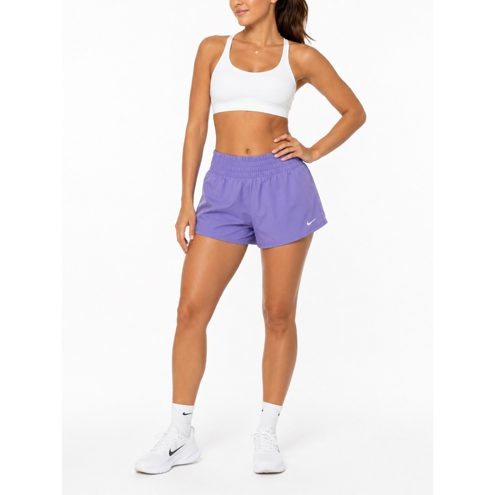 Nike Dri-FIT Womens Purple Smocked High Rise Running Shorts Size M